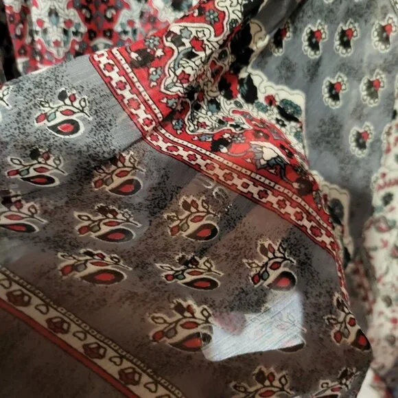 BOHO ASYMETRICAL STRAPLESS TOP FAIRY DRESS SZ L - Picture 5 of 5